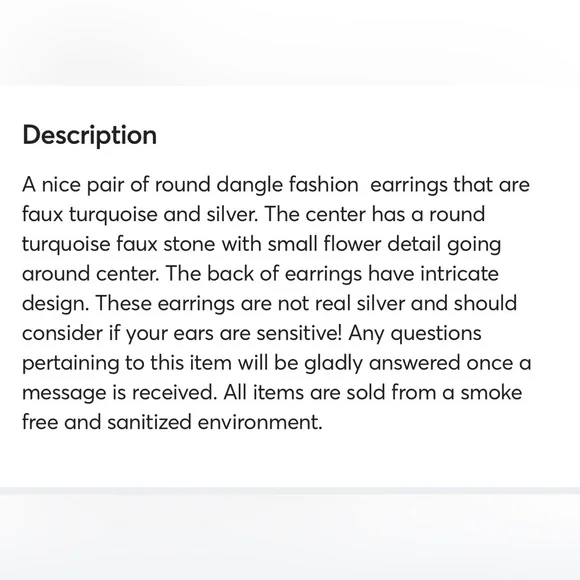 Fashion silver and faux turquoise dangle earrings - Picture 9 of 9